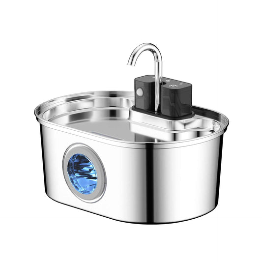 3.2L Stainless Steel Automatic Round Cat Water Fountain with Circulating Water - Pet Drinking Dispenser - Pawembrace.com