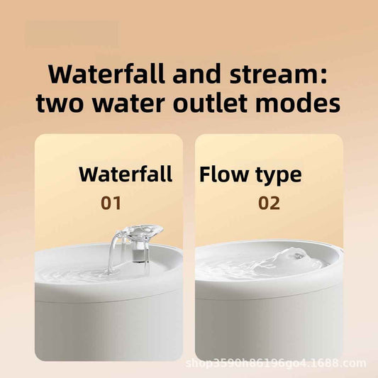 2.4L Automatic Ultra Quiet Cat Water Fountain with Wireless Pump and Real Flowing Water