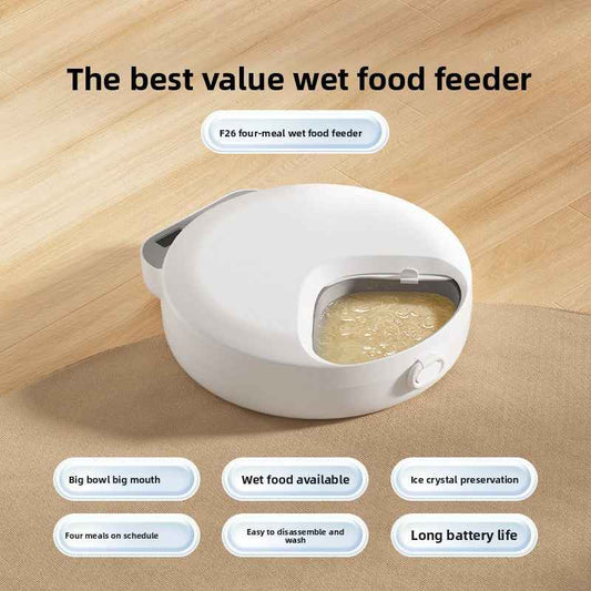4-Meal Automatic Timed Dry/Wet Pet Feeder with Ice Pack, Easy Clean - Pawembrace.com