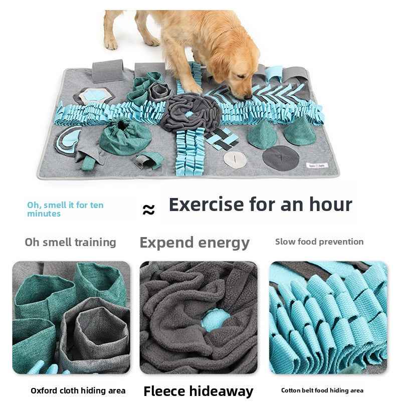 Dog Snuffle Mat Boredom Buster - Energy Burner Mental Stimulation Stress Relief Slow Feeder Training Treat Hiding Blanket Toy for Large & Small Dogs - Pawembrace.com