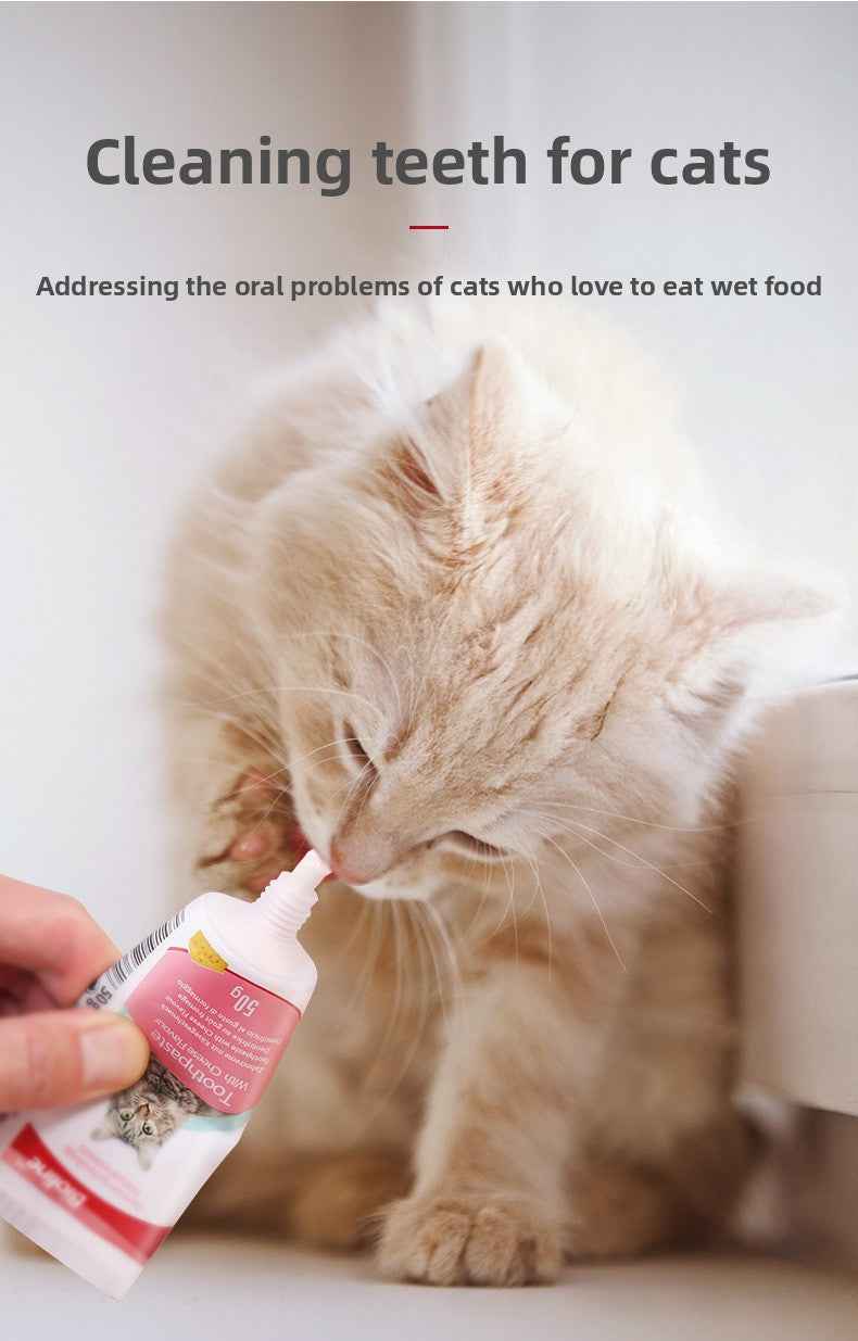 Natural Enzymatic Cheese Flavored Cat Toothpaste Kit - Gentle Teeth Cleaning, Fresh Breath, Prevents Tartar & Plaque, Safe to Swallow, Vet Recommended - Pawembrace.com
