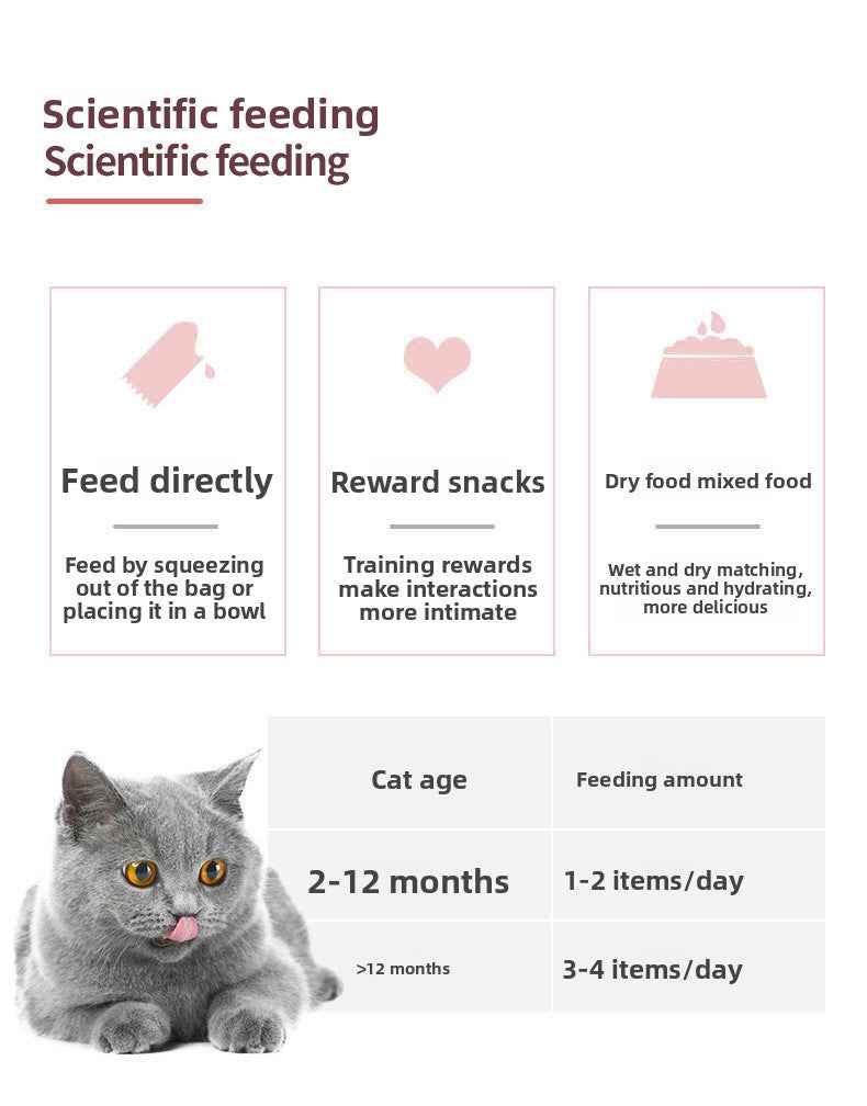 Pet cat treats in stock for wholesale, suitable for adult and young cats, nutritional fattening wet food, pet cat snacks - Pawembrace.com