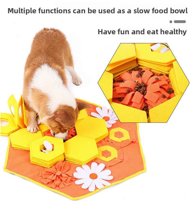 Bee Dog Snuffle Mat - Interactive Hide Treat Puzzle Toy, Burn Energy & Boredom Relief Training, Premium Pet Enrichment Supplies - Pawembrace.com