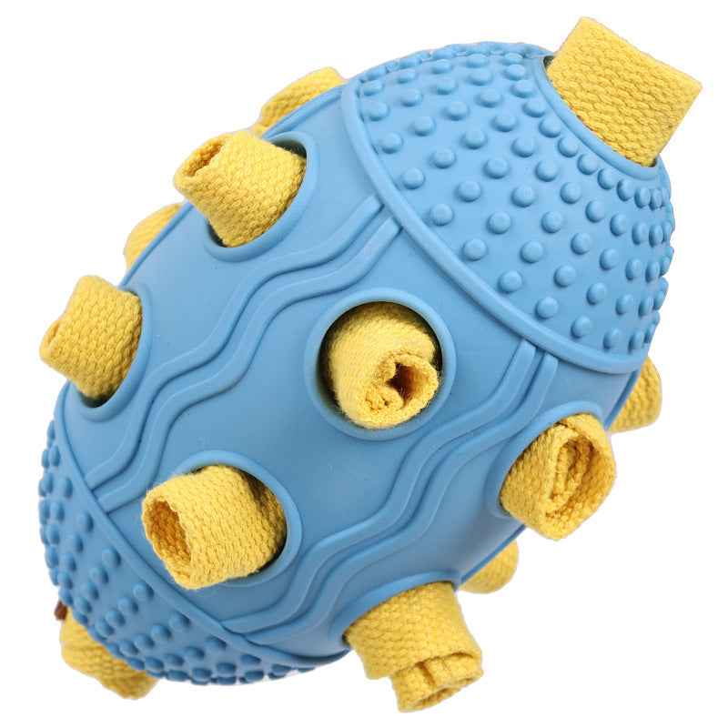 Rugby Ball Dog Snuffle Puzzle Toy - Interactive Treat Hiding & Dispensing Sniffing Enrichment Ball - Pawembrace.com