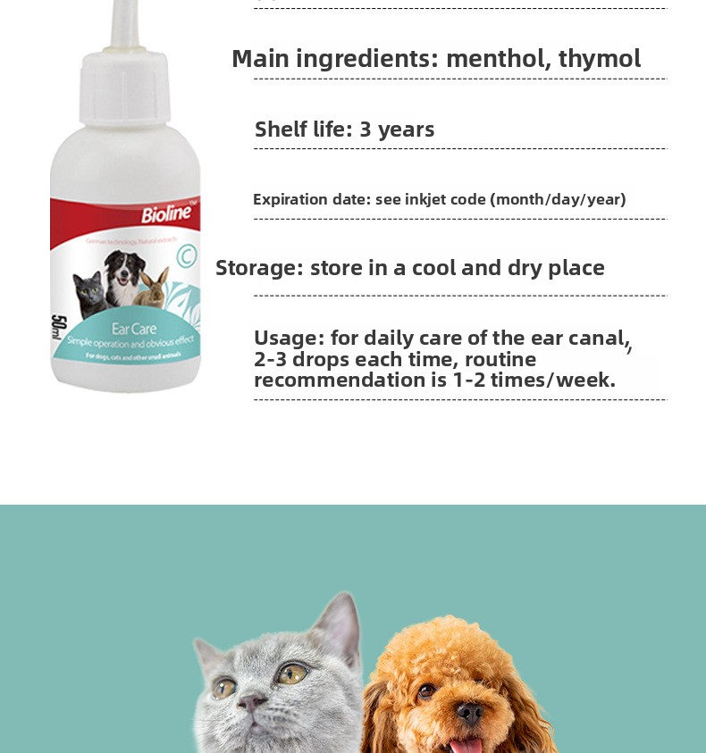 Natural Pet Ear Cleaner Drops for Dogs & Cats – Wax Removal, Soothes & Safe Care - Pawembrace.com