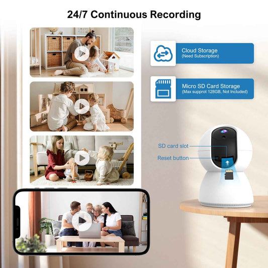 Smart Home WiFi PTZ Camera with ICSEE Voice Intercom - Tuya Compatible Pan Tilt Zoom Security - Pawembrace.com