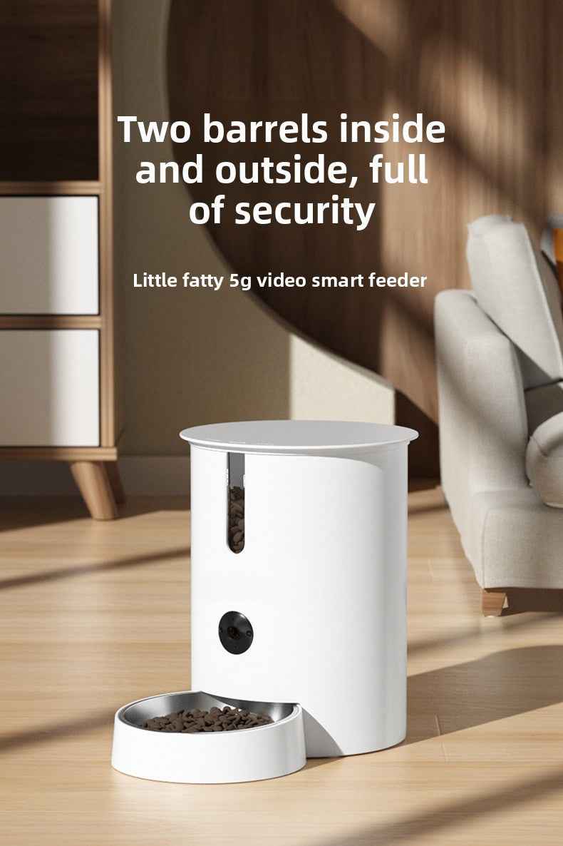 5G Smart Video Pet Feeder with Ultra Wide Angle Camera - Multi-Account Sharing Anti-Slip Anti-Collision Automatic Cat Feeder