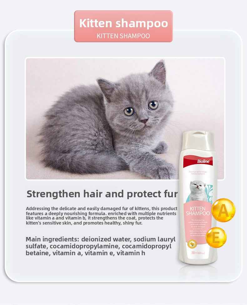 Kitten Shampoo & Bath Wash - Natural Gentle Tear-Free Formula, pH Balanced, Plant-Based Moisturizing, Protects Sensitive Delicate Skin - Pawembrace.com