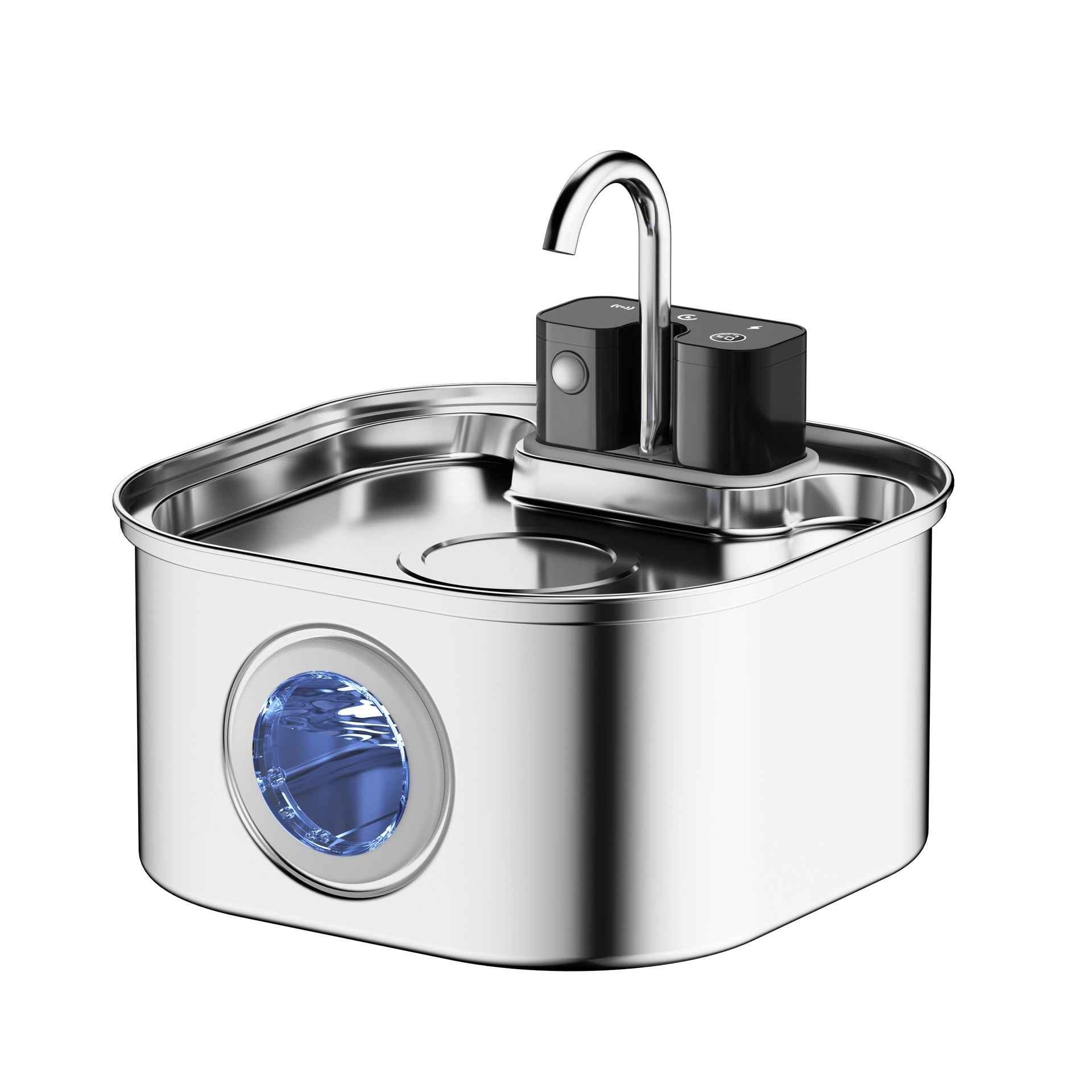 3.2L Stainless Steel Automatic Round Cat Water Fountain with Circulating Water - Pet Drinking Dispenser - Pawembrace.com