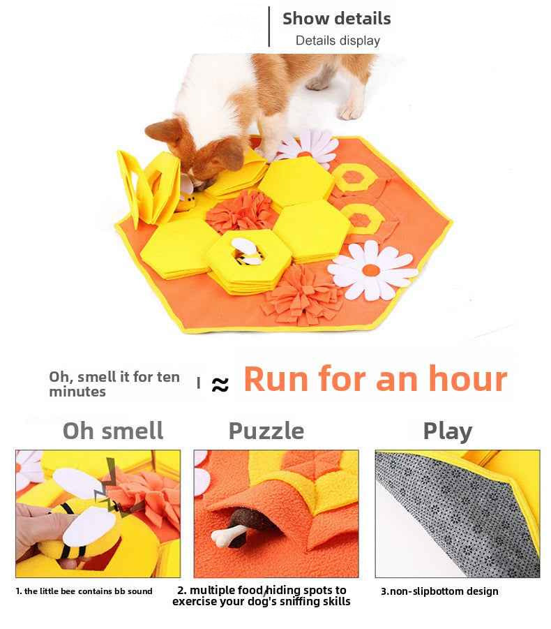 Bee Dog Snuffle Mat: Interactive Puzzle Toy for Energy Burning & Boredom Relief - Pawembrace.com
