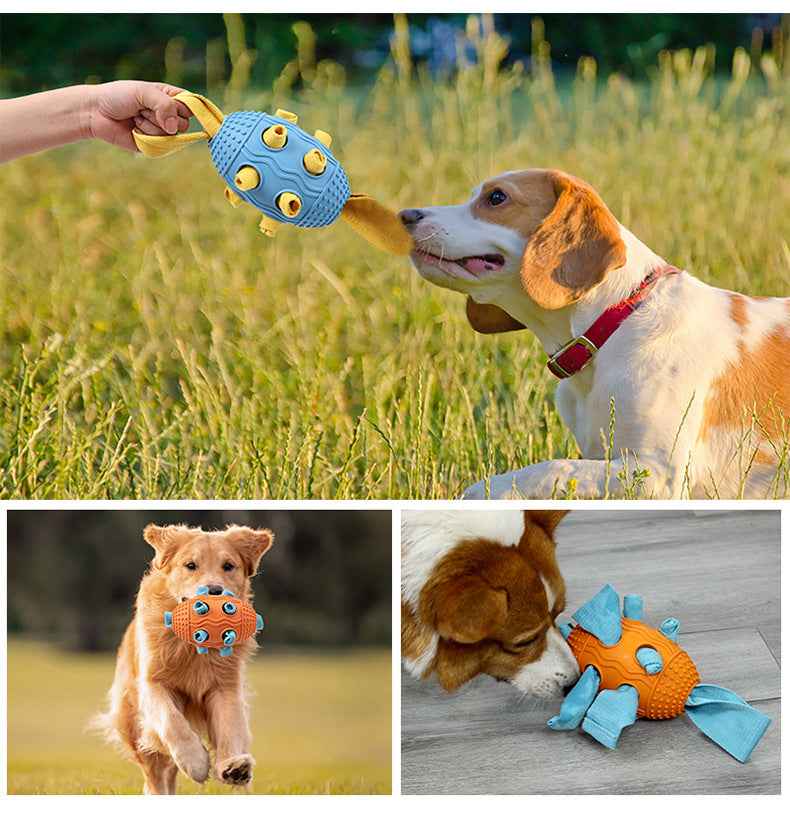 Rugby Ball Dog Snuffle Puzzle Toy - Interactive Treat Hiding & Dispensing Sniffing Enrichment Ball - Pawembrace.com