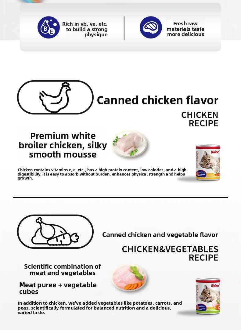 375g Large Can Premium Fresh Meat High-Protein Wet Cat Food - Natural Ingredients, No Additives, Nutritious & Delicious Healthy Snack for Cats - Pawembrace.com