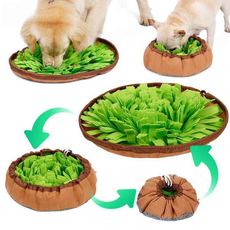 2-in-1 Dog Snuffle Bowl & Mat - Puzzle Treat Hiding Training Stress Relief Interactive Pet Toy & Supplies - Pawembrace.com
