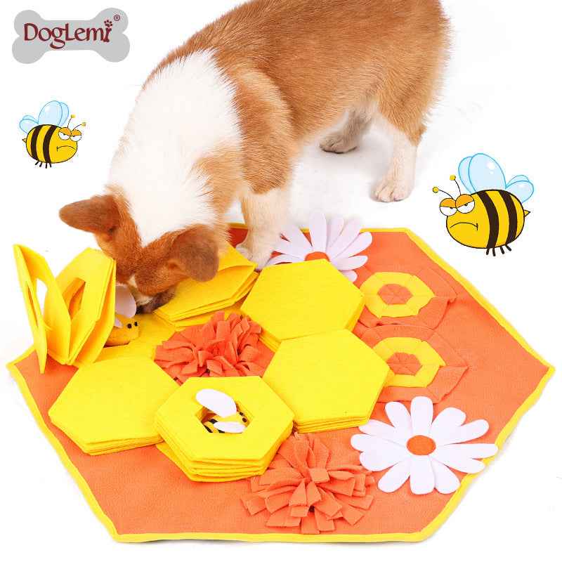 Bee Dog Snuffle Mat - Interactive Hide Treat Puzzle Toy, Burn Energy & Boredom Relief Training, Premium Pet Enrichment Supplies - Pawembrace.com