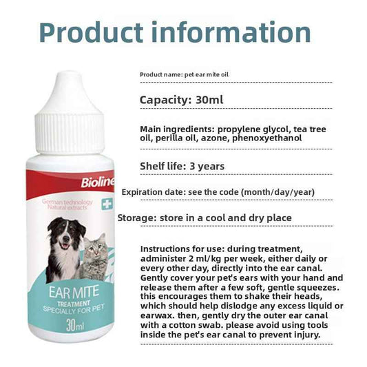 Natural Plant-Based Ear Mite Oil for Cats & Dogs - Gentle Ear Canal Cleaner, Removes Mites, Stops Itch & Inflammation, Safe Non-Irritating, pH Balanced, Vet Recommended - Pawembrace.com