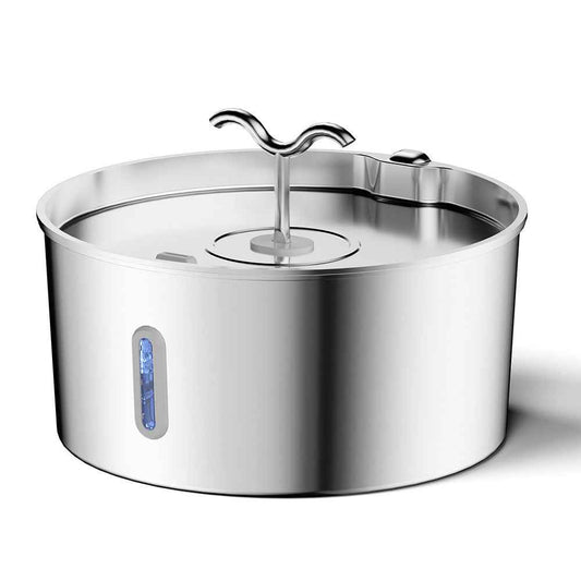 3.2L Stainless Steel Cat Water Fountain, Battery Operated, Ultra Quiet, View Window - Pawembrace.com