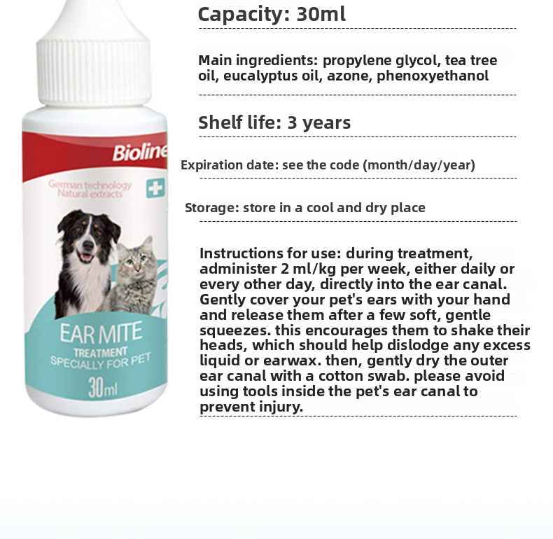 Natural Plant-Based Ear Mite Oil for Cats & Dogs - Gentle Ear Canal Cleaner, Removes Mites, Stops Itch & Inflammation, Safe Non-Irritating, pH Balanced, Vet Recommended - Pawembrace.com