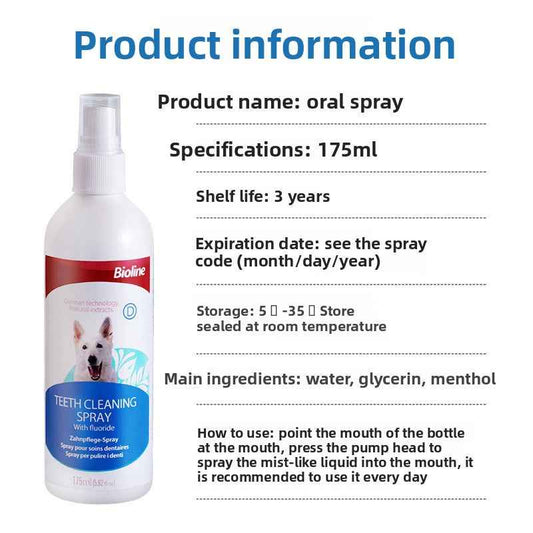 Natural Food-Grade Dog Dental Spray & Breath Freshener - Reduces Plaque & Tartar, Alcohol-Free, Veterinarian Recommended Oral Care for Dogs - Pawembrace.com
