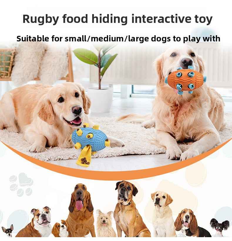 Rugby Ball Dog Snuffle Puzzle Toy - Interactive Treat Hiding & Dispensing Sniffing Enrichment Ball - Pawembrace.com