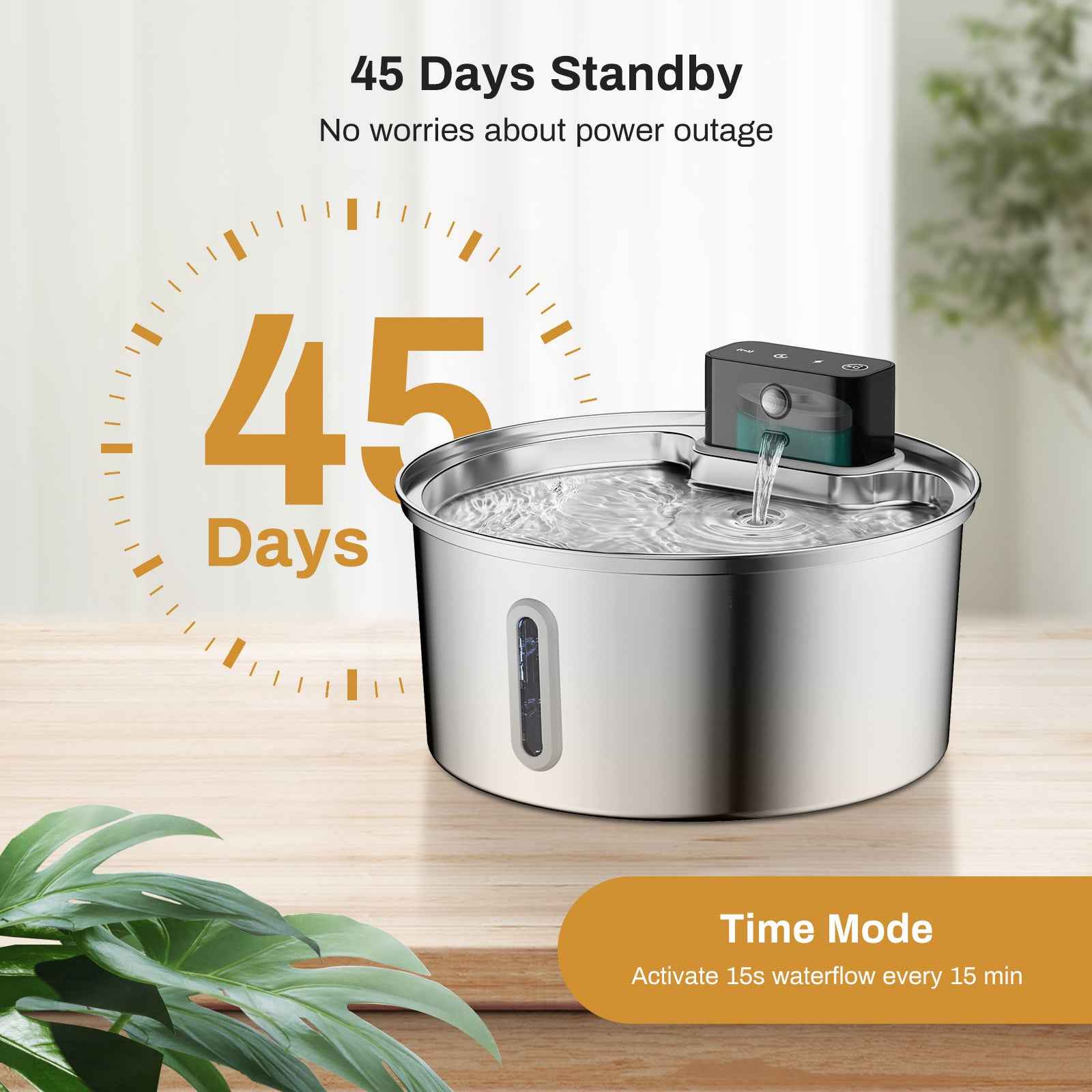 3.2L Stainless Steel Automatic Ultra Quiet Cat Water Fountain with Viewing Window, Lithium Battery Pump & Circulating Flow - Pawembrace.com