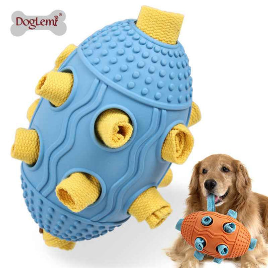 Rugby Ball Dog Snuffle Puzzle Toy - Interactive Treat Hiding & Dispensing Sniffing Enrichment Ball - Pawembrace.com