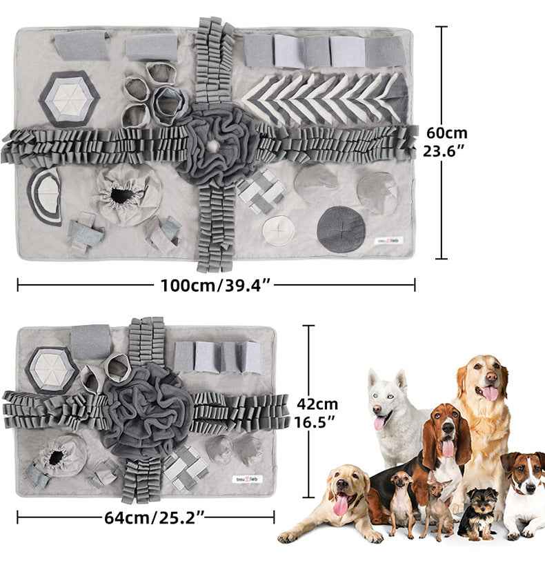 Dog Snuffle Mat Boredom Buster - Energy Burner Mental Stimulation Stress Relief Slow Feeder Training Treat Hiding Blanket Toy for Large & Small Dogs - Pawembrace.com