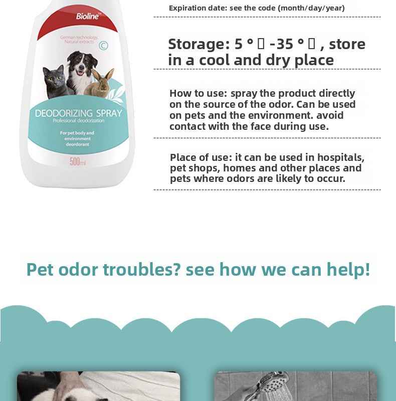 Vet Recommended Bio-Enzyme Pet Odor Eliminator Spray - Cat & Dog Urine Odor Decomposer, Safe & Fast-Acting - Pawembrace.com