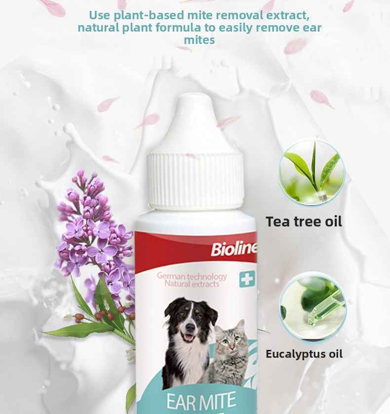 Natural Plant-Based Ear Mite Oil for Cats & Dogs - Gentle Ear Canal Cleaner, Removes Mites, Stops Itch & Inflammation, Safe Non-Irritating, pH Balanced, Vet Recommended - Pawembrace.com