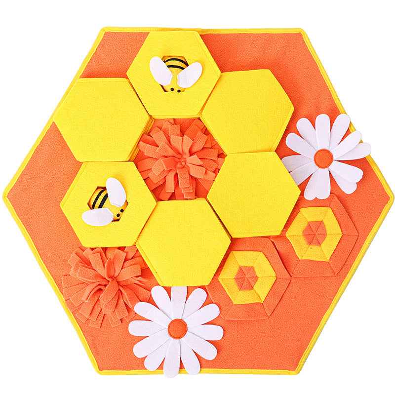 Bee Dog Snuffle Mat - Interactive Hide Treat Puzzle Toy, Burn Energy & Boredom Relief Training, Premium Pet Enrichment Supplies - Pawembrace.com