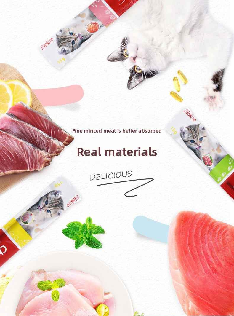 Pet cat treats in stock for wholesale, suitable for adult and young cats, nutritional fattening wet food, pet cat snacks - Pawembrace.com