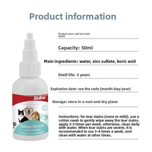 Natural Gentle Pet Tear Stain Remover Liquid | Dogs & Cats – Effectively Removes Stains, Soothes Eye Area, Non-Irritating, Prevents Recurrence, Safe Eye Care - Pawembrace.com
