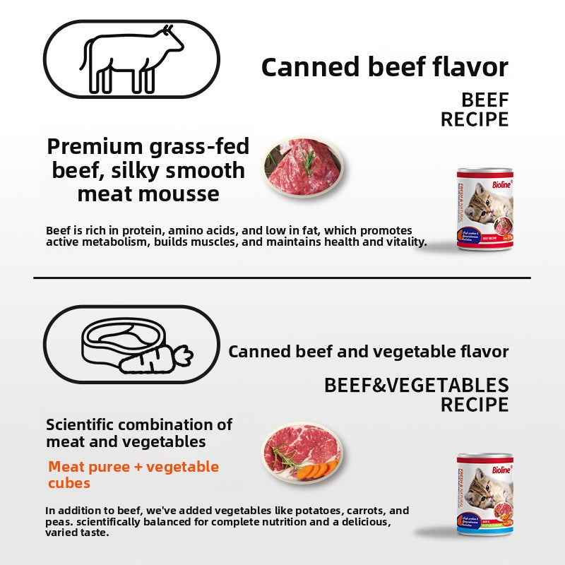 375g Large Can Premium Fresh Meat High-Protein Wet Cat Food - Natural Ingredients, No Additives, Nutritious & Delicious Healthy Snack for Cats - Pawembrace.com