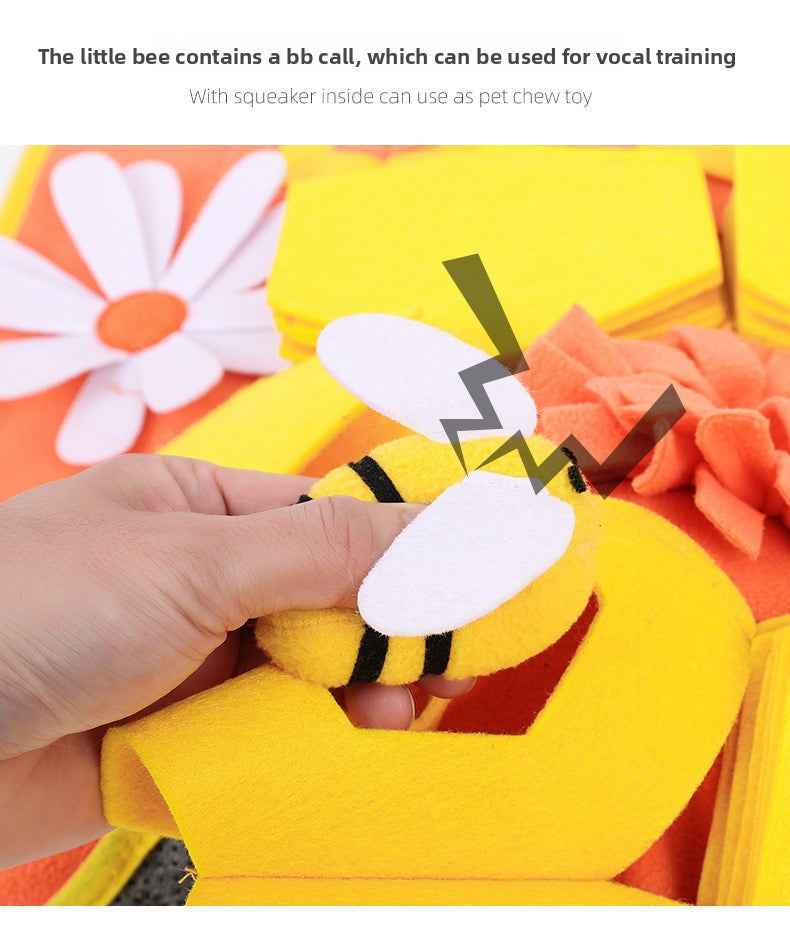 Bee Dog Snuffle Mat - Interactive Hide Treat Puzzle Toy, Burn Energy & Boredom Relief Training, Premium Pet Enrichment Supplies - Pawembrace.com