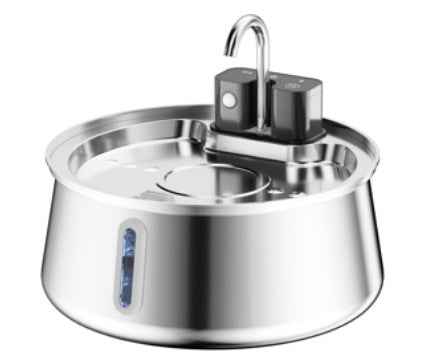 3.2L Stainless Steel Automatic Round Cat Water Fountain with Circulating Water - Pet Drinking Dispenser - Pawembrace.com