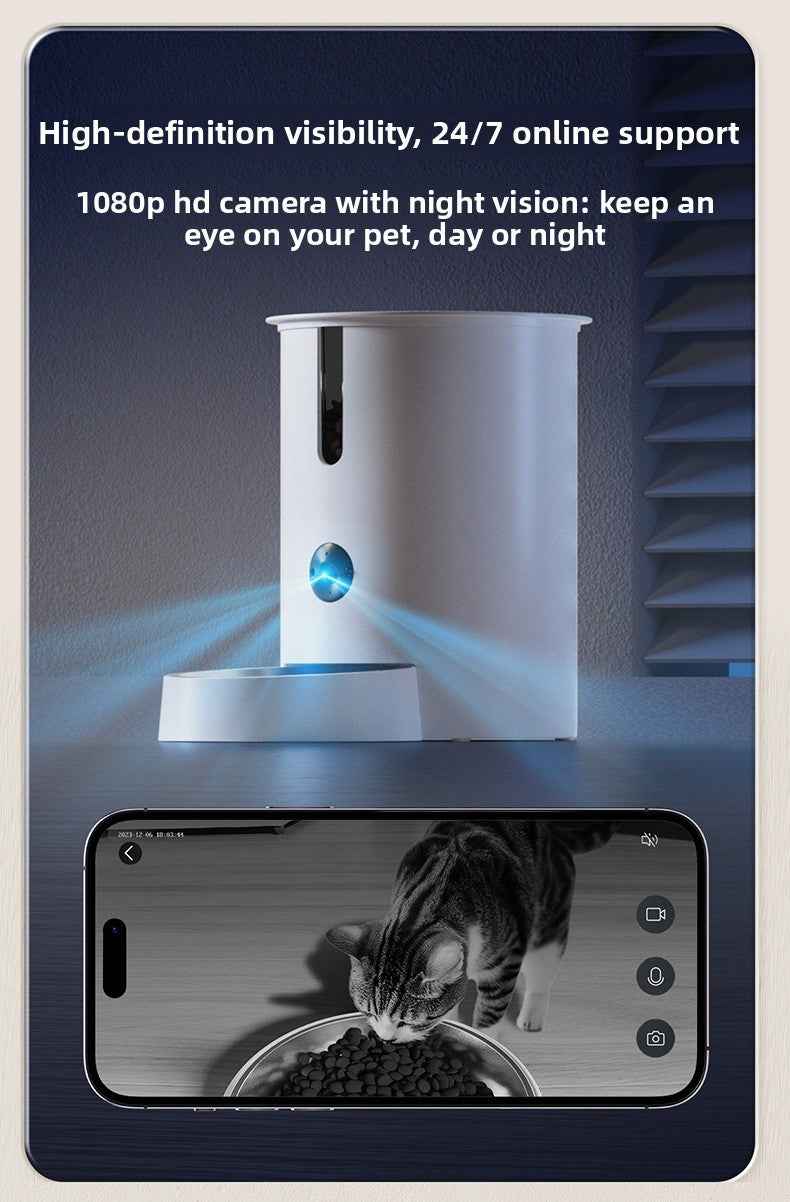 5G Smart Video Pet Feeder with Ultra Wide Angle Camera - Multi-Account Sharing Anti-Slip Anti-Collision Automatic Cat Feeder