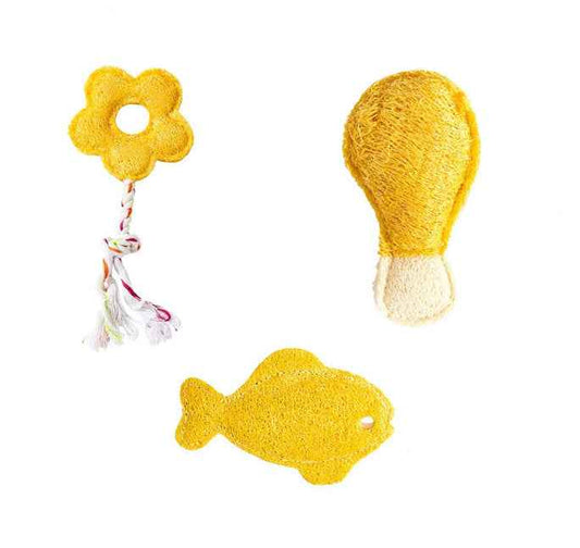 Natural Loofah Cat Toys with Catnip – Dental Chew Teething Toys for Cats & Kittens, Interactive Self-Play - Pawembrace.com
