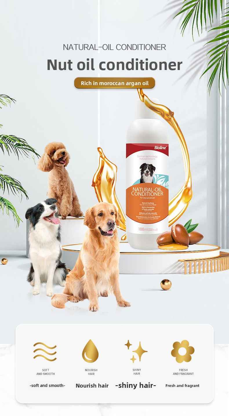 Natural Plant Essence Dog Coat Conditioner - Large Bottle Professional Dog Hair Conditioner for Soft Shiny Detangling, Gentle No-Stimulus, Long-Lasting Fragrance, Vet Recommended for All Breeds - Pawembrace.com