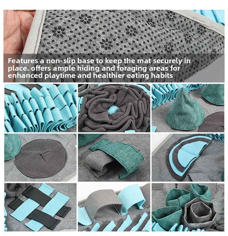 Dog Snuffle Mat Boredom Buster - Energy Burner Mental Stimulation Stress Relief Slow Feeder Training Treat Hiding Blanket Toy for Large & Small Dogs - Pawembrace.com