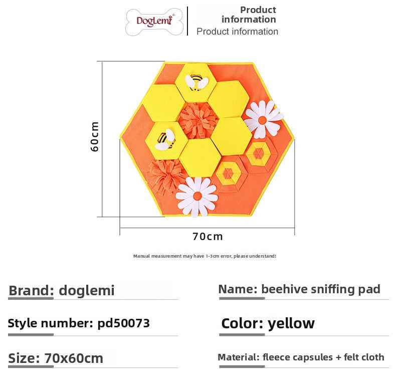 Bee Dog Snuffle Mat - Interactive Hide Treat Puzzle Toy, Burn Energy & Boredom Relief Training, Premium Pet Enrichment Supplies - Pawembrace.com
