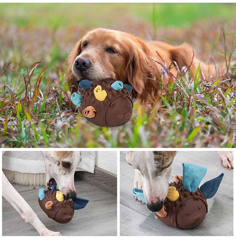 Hedgehog Dog Interactive Hide Treat Toy - Natural Rubber Treat Dispensing Ball, Teething Lick Toy for Boredom Relief & Training, Premium Pet Enrichment Supplies - Pawembrace.com