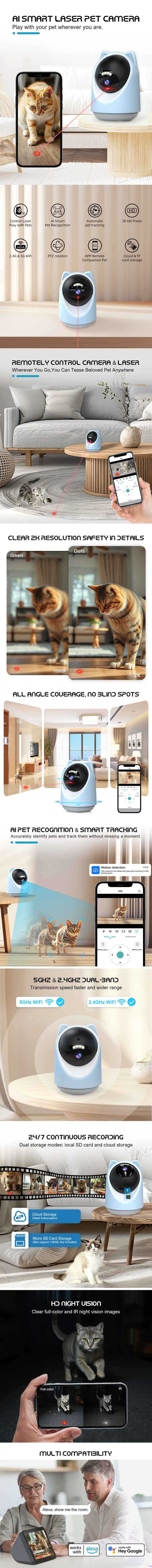 AI Pet Camera with Auto Tracking Laser Toy | Smart Pet Monitor - Pawembrace.com