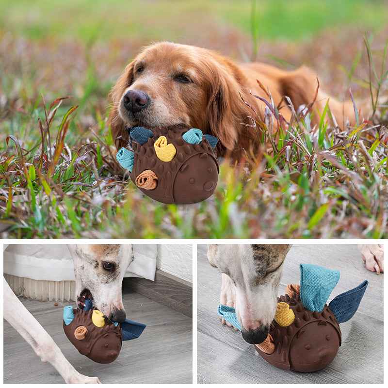 Hedgehog Dog Interactive Hide Treat Toy - Natural Rubber Treat Dispensing Ball, Teething Lick Toy for Boredom Relief & Training, Premium Pet Enrichment Supplies - Pawembrace.com