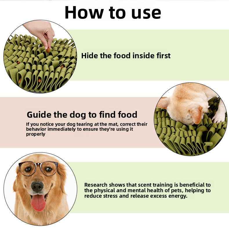 Classic Square Dog Snuffle Mat - Treat Hiding Puzzle Slow Feeder Bowl, Bite-Resistant Stress Relief Training Interactive Pet Toy - Pawembrace.com