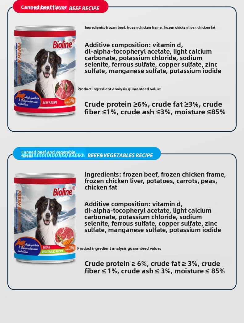 375g Large Can Wet Dog Food | Natural High Meat Content Canned Dog Food – Premium Meat, Balanced Nutrition, Grain-Free, No Additives, Safe & Delicious for All Ages - Pawembrace.com