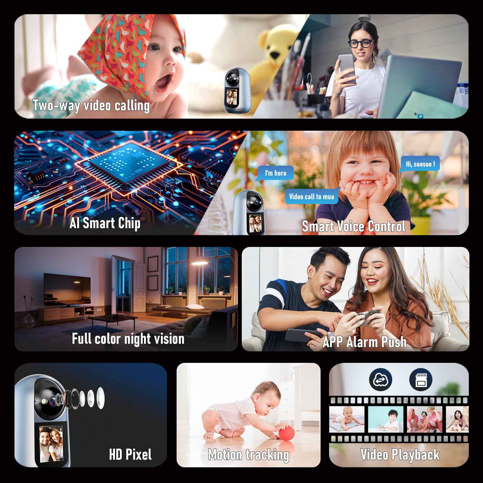 AI Smart Two-Way Talk Camera - HD PTZ Wireless Security Camera with iCSee App Remote Control, Intelligent Voice Intercom for Home Baby/Pet Safety - Pawembrace.com