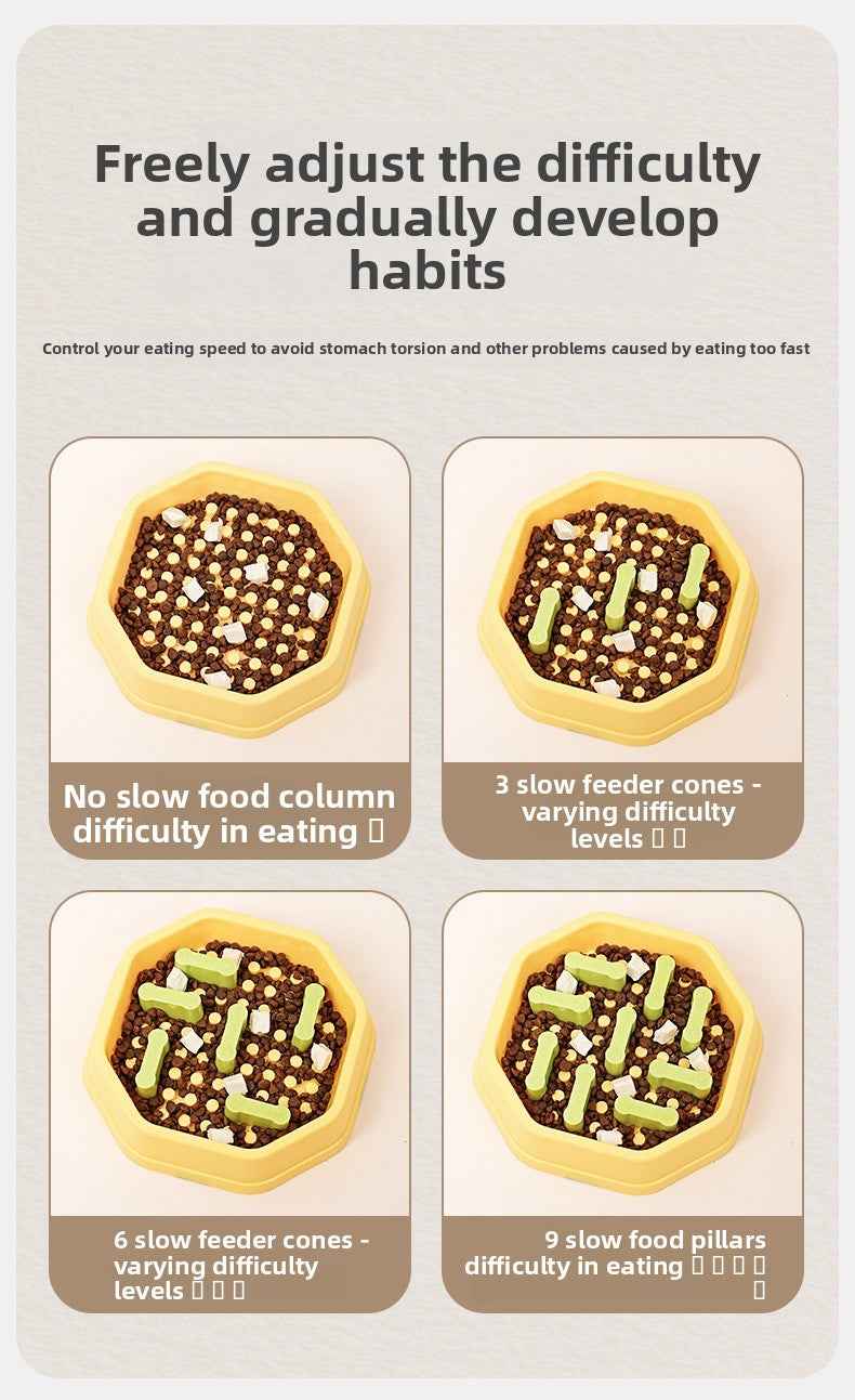 Adjustable Slow Feeder Dog Bowl - Anti-Choke Slow Feed Bowl with Non-Slip Base, Prevent Gulping & Tipping, Safe Interactive Pet Bowl for Dogs & Cats - Pawembrace.com