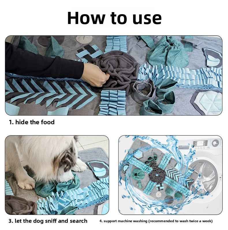 Dog Snuffle Mat Boredom Buster - Energy Burner Mental Stimulation Stress Relief Slow Feeder Training Treat Hiding Blanket Toy for Large & Small Dogs - Pawembrace.com