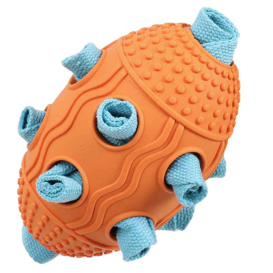 Rugby Ball Dog Snuffle Toy: Interactive Treat Dispensing & Sniffing Enrichment - Pawembrace.com