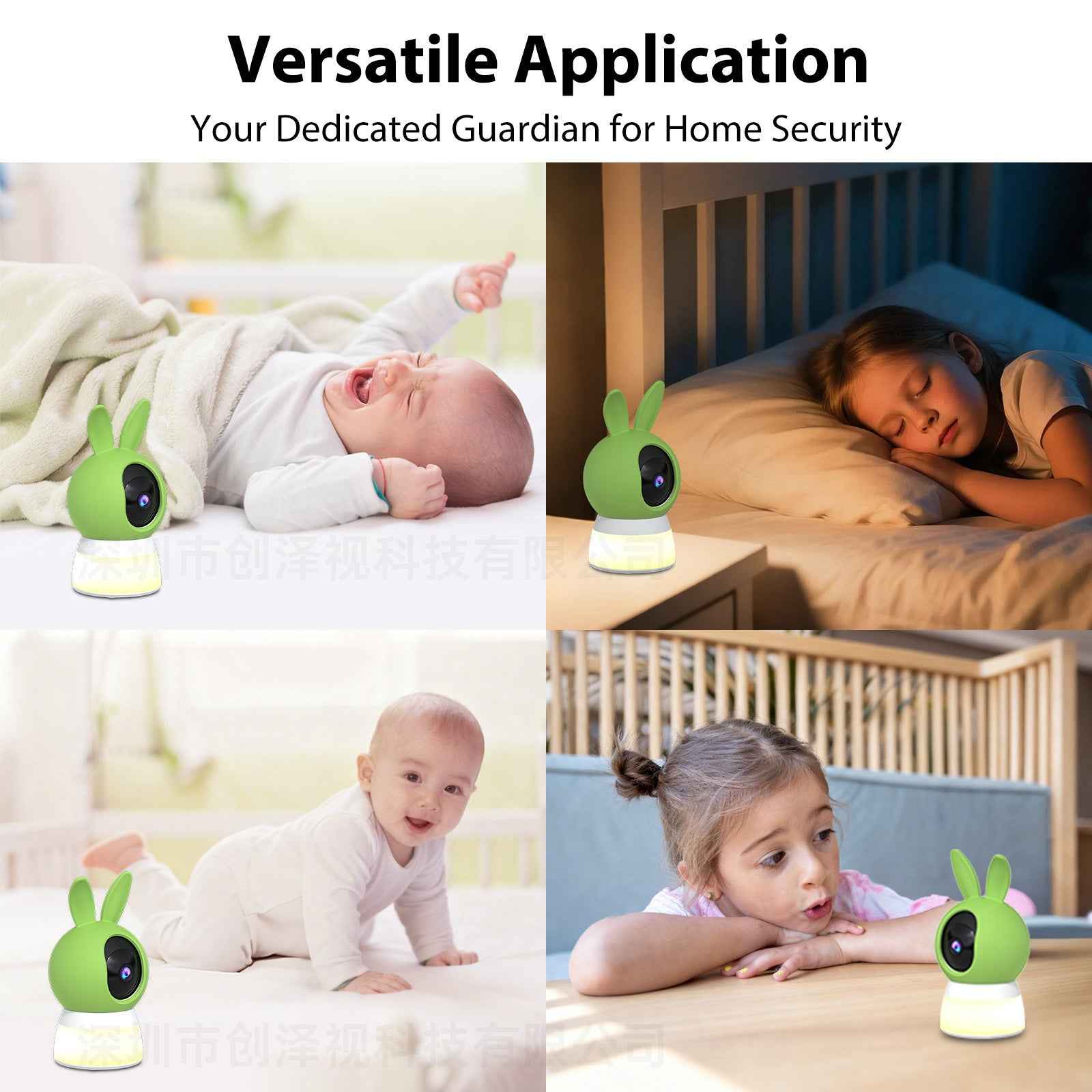 Home Night Light Security Camera - Warm Light 2K HD Night Vision, 360° Pan-Tilt PTZ Rotation, iCSee App Remote Viewing, Safe Eye-Friendly Baby/Pet Monitor - Pawembrace.com